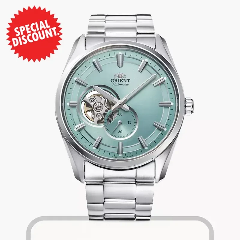 Orient Semi-skeleton Open Heart Ice Blue Dial Men's Watch- RA-AR0009L